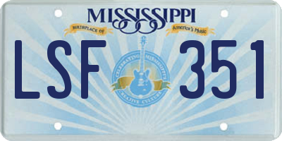 MS license plate LSF351
