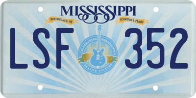 MS license plate LSF352