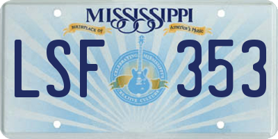 MS license plate LSF353