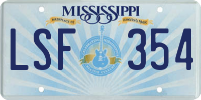 MS license plate LSF354