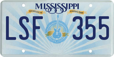 MS license plate LSF355