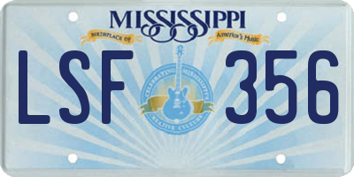 MS license plate LSF356