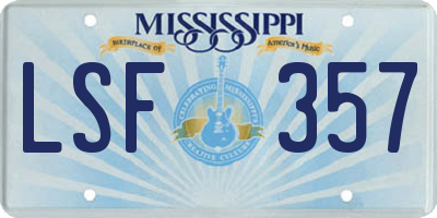 MS license plate LSF357