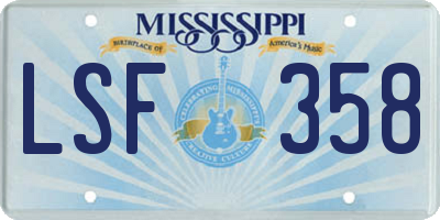 MS license plate LSF358