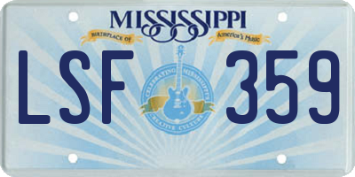 MS license plate LSF359