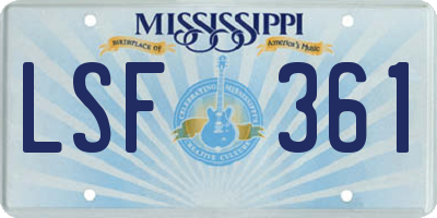 MS license plate LSF361