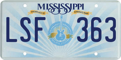MS license plate LSF363