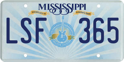 MS license plate LSF365