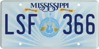 MS license plate LSF366