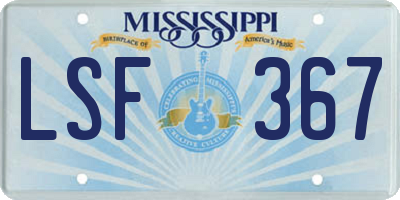 MS license plate LSF367