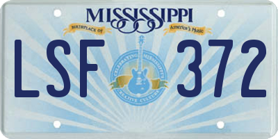 MS license plate LSF372