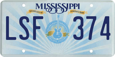 MS license plate LSF374