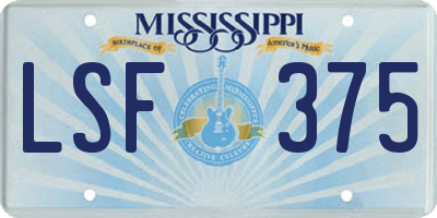 MS license plate LSF375