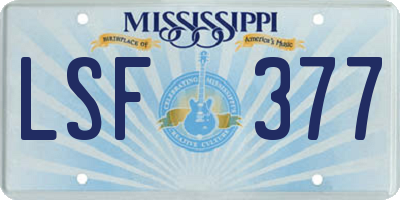 MS license plate LSF377