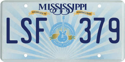 MS license plate LSF379