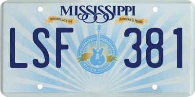 MS license plate LSF381