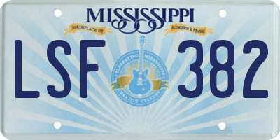 MS license plate LSF382
