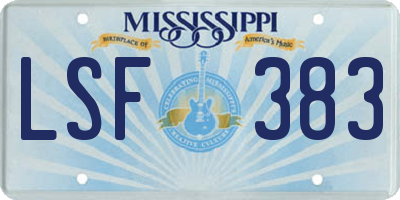 MS license plate LSF383