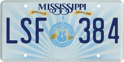 MS license plate LSF384