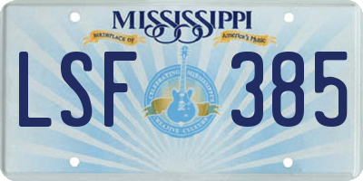 MS license plate LSF385