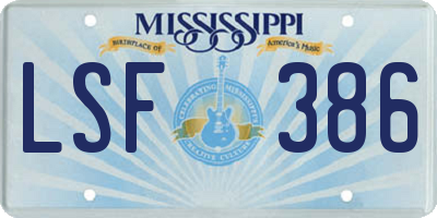 MS license plate LSF386