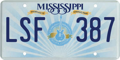 MS license plate LSF387