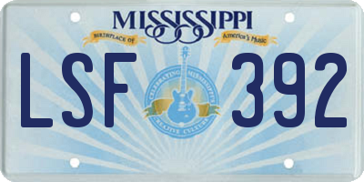 MS license plate LSF392