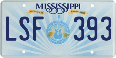 MS license plate LSF393