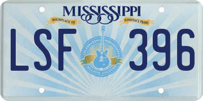 MS license plate LSF396