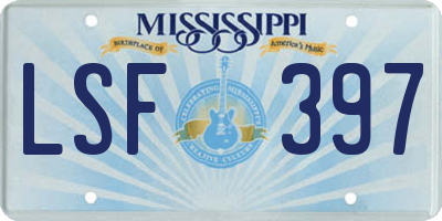 MS license plate LSF397