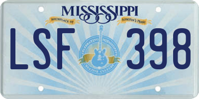MS license plate LSF398