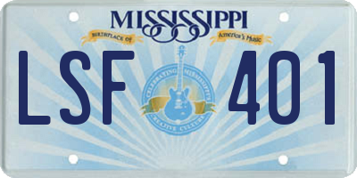 MS license plate LSF401