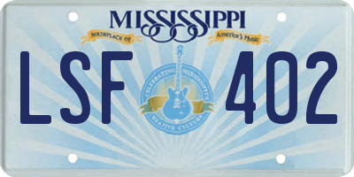 MS license plate LSF402