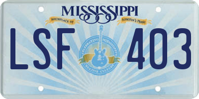 MS license plate LSF403