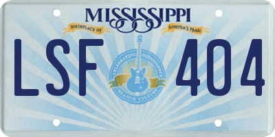 MS license plate LSF404