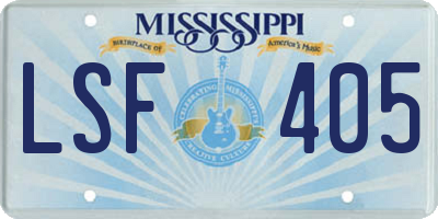 MS license plate LSF405