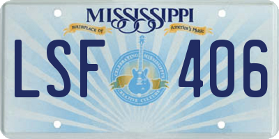 MS license plate LSF406