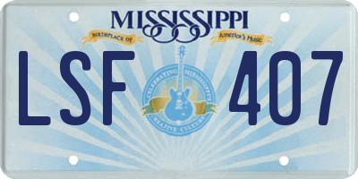 MS license plate LSF407