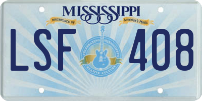 MS license plate LSF408