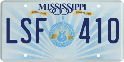 MS license plate LSF410