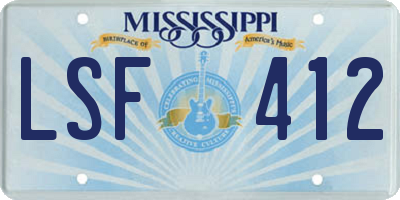 MS license plate LSF412