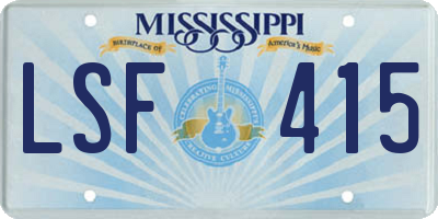 MS license plate LSF415
