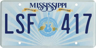 MS license plate LSF417