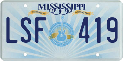 MS license plate LSF419