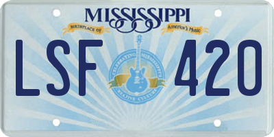 MS license plate LSF420