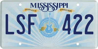 MS license plate LSF422