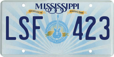 MS license plate LSF423