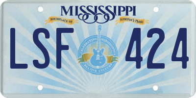 MS license plate LSF424