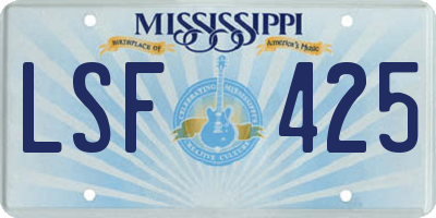 MS license plate LSF425