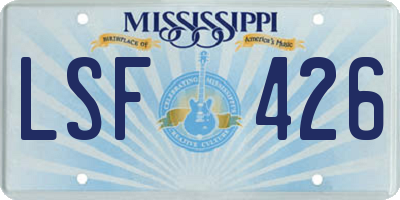 MS license plate LSF426